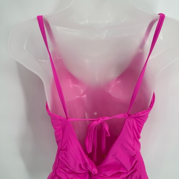 Trina Turk NWT  Swimsuit Women's Twist Back High Leg One Piece Pink Size 14 - Picture 4 of 7